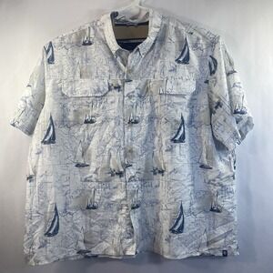 Chaps Performance‎ Easy Dry Sailboat Mens 4xl B UPF 50 Button Up Shirt Xxxxl